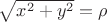 $\sqrt{x^2+y^2}=\rho$