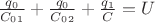 $\frac{q_0}{C_0_1}+\frac{q_0}{C_0_2}+\frac{q_1}{C}=U$