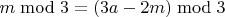 $m\bmod 3=(3a-2m)\bmod 3$