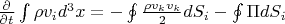 $\frac{\partial}{\partial t} \int \rho  v_i d^3 x = - \oint \frac{\rho v_k v_k}{2} dS_i - \oint \Pi dS_i $