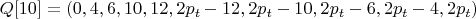 $Q[10]=(0, 4, 6, 10, 12, 2p_t-12, 2p_t-10, 2p_t-6, 2p_t-4, 2p_t)
$