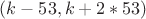 $(k-53,k+2*53)$ $(k-53,k+2*53)$