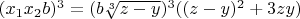 $(x_1 x_2 b)^3 = (b \sqrt[3]{z - y})^3 ((z - y)^2 +3zy)$