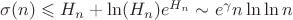 $\sigma(n) \leqslant H_n + \ln(H_n)e^{H_n} \sim e^{\gamma} n \ln \ln n$