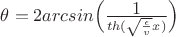 $\theta=2arcsin\Big(\frac{\displaystyle 1}{th(\sqrt{\frac{\epsilon}{v}}x)}\Big)$