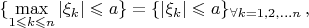 $\{\max\limits _{1\leqslant k\leqslant n}|\xi _k|\leqslant a\}=\{|\xi _k|\leqslant a\}_{\forall k=1,2,\ldots n}\,,$