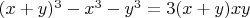 $(x+y)^3-x^3-y^3=3(x+y)xy$