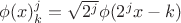 $\phi(x)^j_k=\sqrt{2^j}\phi(2^jx-k)$