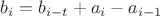 $b_i=b_{i-t}+a_i-a_{i-1}$