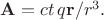 $\mathbf{A}=ct\,q\mathbf{r}/r^3.$