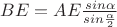 $BE = AE \frac{sin \alpha}{sin \frac{\alpha}{2}}$