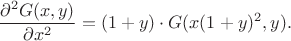 $$\frac{\partial^2 G(x,y)}{\partial x^2} = (1+y)\cdot G(x(1+y)^2,y).$$