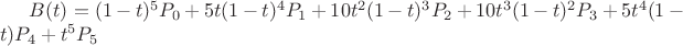 $B(t) = (1-t)^5P_0+5t(1-t)^4P_1+10t^2(1-t)^3P_2+10t^3(1-t)^2P_3+5t^4(1-t)P_4+t^5P_5$