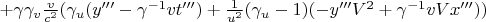 $ + \gamma \gamma_v \frac{v}{c^2} (\gamma_u(y''' - \gamma^{-1}vt''') + \frac{1}{u^2}(\gamma_u - 1)(-y''' V^2 +\gamma^{-1}vVx'''))$