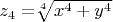 $z_4=$\sqrt[4]{x^4+y^4}$ $