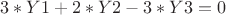$3*Y1+2*Y2-3*Y3=0$