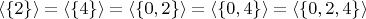 $\langle\{2\}\rangle = \langle\{4\}\rangle = \langle\{0,2\}\rangle = \langle\{0,4\}\rangle = \langle\{0,2,4\}\rangle$