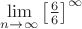 $\lim\limits_{n \to \infty}\left[\frac{6}{6}\right]^{\infty}$