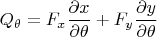 $Q_\theta=F_x \dfrac{\partial x}{\partial \theta}+F_y \dfrac{\partial y}{\partial \theta} $