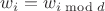 $w_{i}=w_{i\bmod d}$