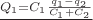 $\frac{Q_1 = C_1 \frac{q_1-q_2}{C_1+C_2}}$