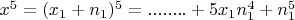 $x^5=(x_1+n_1)^5=........+5x_1n_1^4+n_1^5$