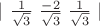 | $\frac 1 {\sqrt{3}}$         $\frac {-2} {\sqrt{3}}$        $\frac 1 {\sqrt{3}}$       |