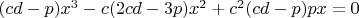 $(cd-p)x^3-c(2cd-3p)x^2+c^{2}(cd-p)px=0$