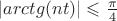 $\left | arctg(nt) \right | \leqslant \frac{\pi}{4}$