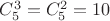 $C_5^3=C_5^2=10$