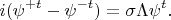 $$i(\psi^{+t} - \psi^{-t}) = \sigma \Lambda \psi^{t}.$$