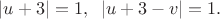 $|u+3|=1, \;\; |u+3-v|=1.$