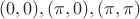 $$
(0,0), (\pi,0), (\pi,\pi)
$$ $$
(0,0), (\pi,0), (\pi,\pi)
$$