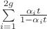 $\sum\limits_{i=1}^{2 g} \frac {\alpha_i t} {1-\alpha_i t}$