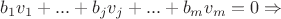 $b_1v_1+...+b_jv_j+...+b_mv_m = 0 \Rightarrow$