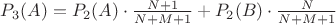 $P_3(A)=P_2(A) \cdot \frac{N+1}{N+M+1} + P_2(B) \cdot \frac{N}{N+M+1}$