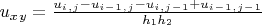 $ u_x_y   =  \frac{ u_i_,_j-u_i_-_1_,_j-u_i_,_j_-_1+u_i_-_1_,_j_-_1}{ h_1 h_2 } $