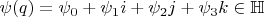 $\psi(q)=\psi_0+\psi_1i+\psi_2j+\psi_3k\in\mathbb{H}$