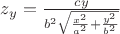 $z_{y}=\frac{cy}{b^{2}\sqrt{\frac{x^{2}}{a^{2}}+\frac{y^{2}}{b^{2}}}}$