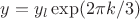 $y=y_l \exp(2\pi k/3)$