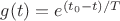 $g(t) = e^{(t_0 - t)/T}$