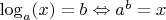 $\log _a (x) = b \Leftrightarrow a^b = x$