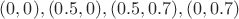 $(0,0),(0.5,0),(0.5,0.7),(0,0.7)$
