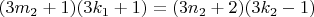 $(3m_{2}+1)(3k_{1}+1)=(3n_{2}+2)(3k_{2}-1)$