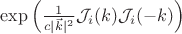 $\exp{\left(\frac{1}{c |\vec{k}|^2} \mathcal{J}_i (k) \mathcal{J}_i(-k)\right)}$