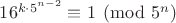 $16^{k \cdot 5^{n-2}} \equiv 1 \pmod {5^n}$