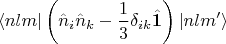 $$\langle nlm|\left(\hat{n}_i \hat{n}_k-\frac{1}{3}\delta_{ik}\hat{\bf 1}\right)|nlm'\rangle$$