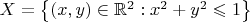 $X = \left\lbrace (x, y)\in\mathbb{R}^2 : x^2 + y^2 \leqslant 1 \right\rbrace$