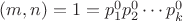 $(m, n) = 1 = p_1^0 p_2^0 \cdots p_k^0$