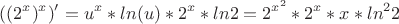 $$((2^x)^x)'=u^x*ln(u)*2^x*ln{2}=2^{x^2}*2^{x}*x*ln^{2}{2}$$
